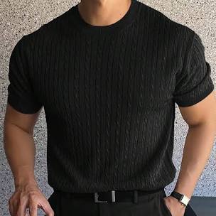 SKHAN CLOTHING ARTICLE # 1909 MENS SOLID COLOUR CASUAL SHORT SLEEVE KNITTED TOP